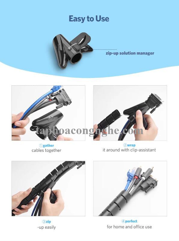 Ugreen 30820 5M màu Đen Dây ống xoắn PE bảo vệ cáp cao cấp LP121 30030820